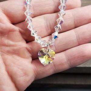 Colorful Crystal Heart Charm Expandable Bracelet